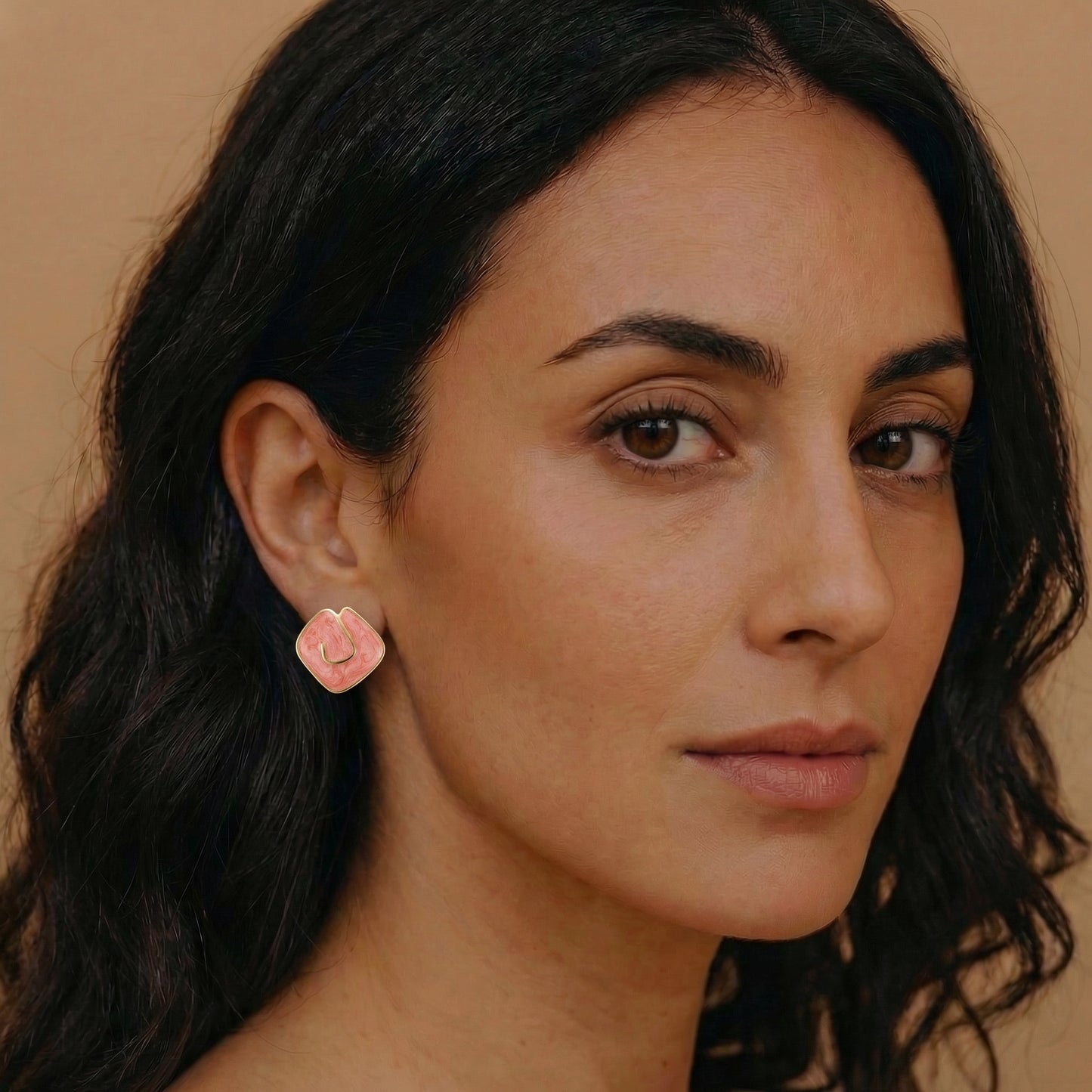 BOUCLES D'OREILLES ROSE MARBLE