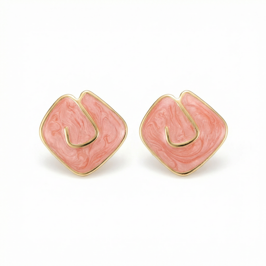 BOUCLES D'OREILLES ROSE MARBLE