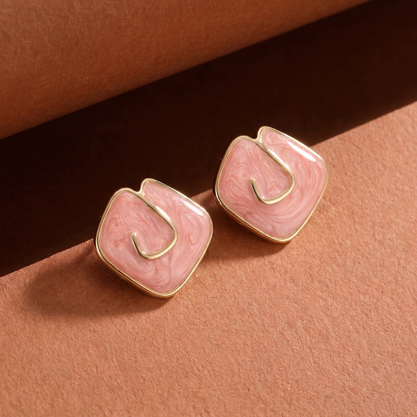 BOUCLES D'OREILLES ROSE MARBLE